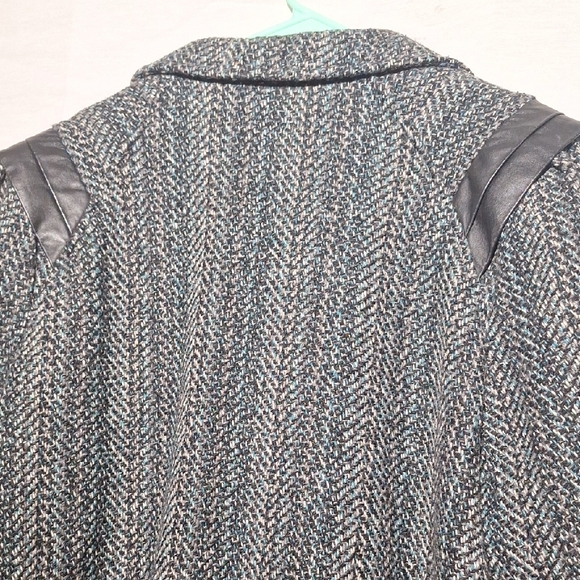 Vintage Wool Herringbone Pea Coat, Double Breasted, Leather Details, Sz 20, NWOT - Picture 12 of 15